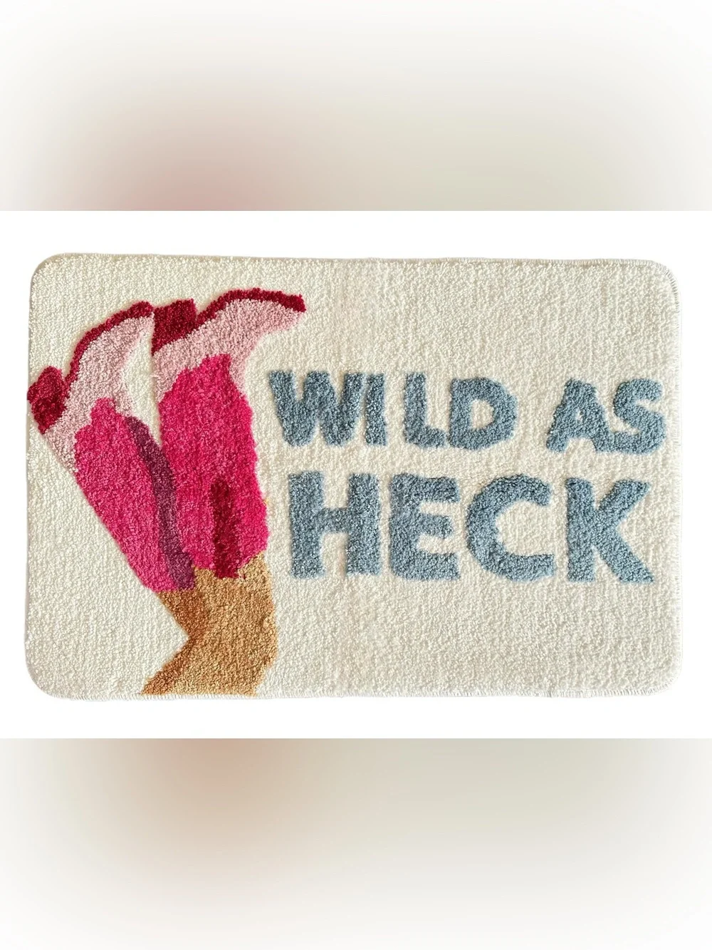 Wild as Heck Pink Cowboy Boots Bath Mat